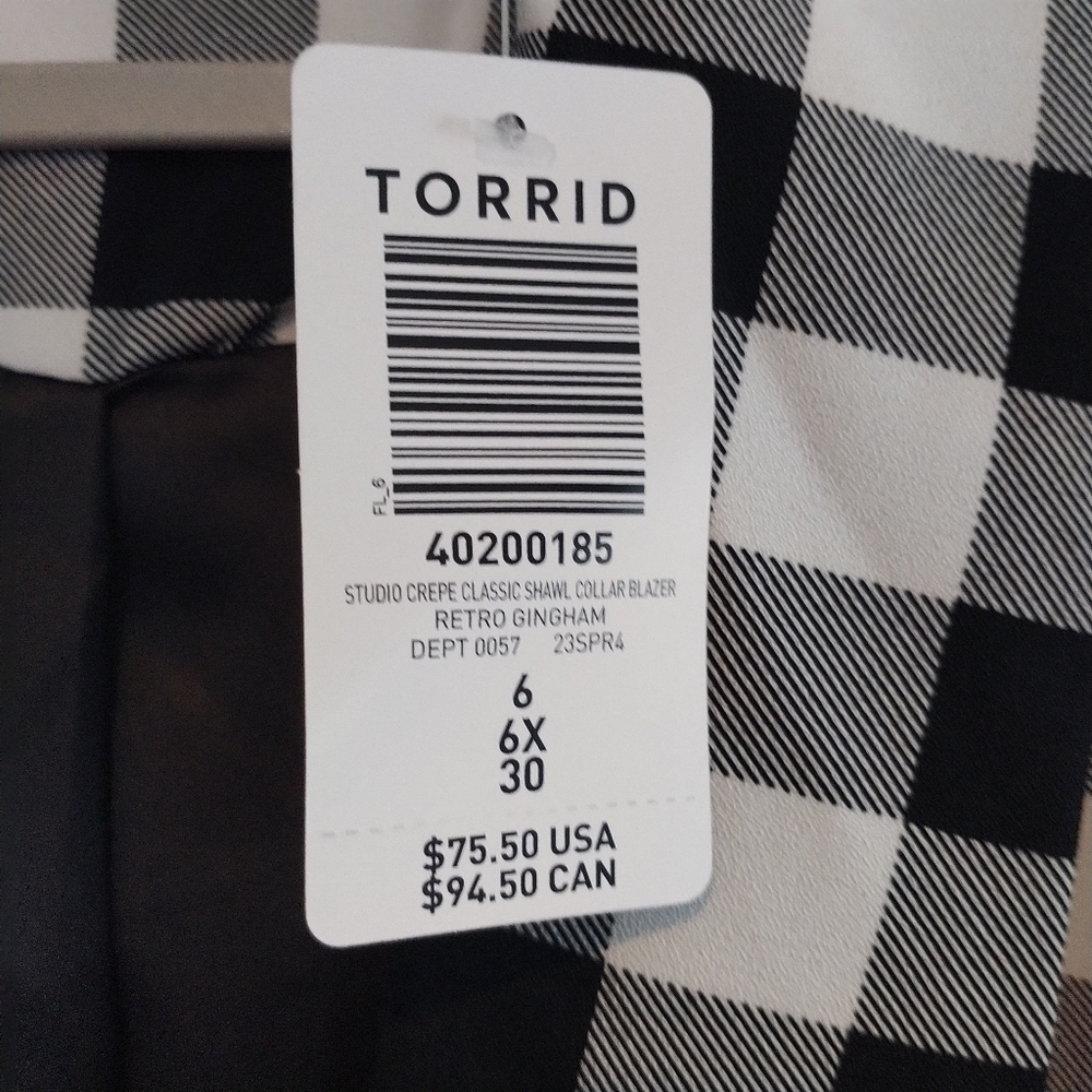 TORRID Studio Crepe Classic Shawl Collar Blazer Retro Gingham Torrid 6X US 30 - Picture 11 of 13